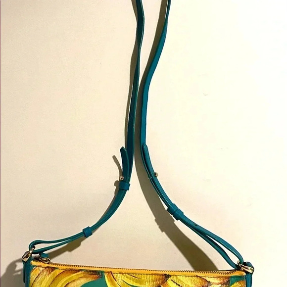 Handmade painted multicolor leather crossbody bag - Picture 10 of 12